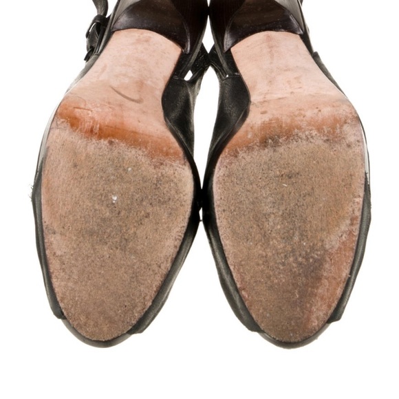 Stuart Weitzman Black leather slingback open toe pumps sz 8 - Picture 5 of 6